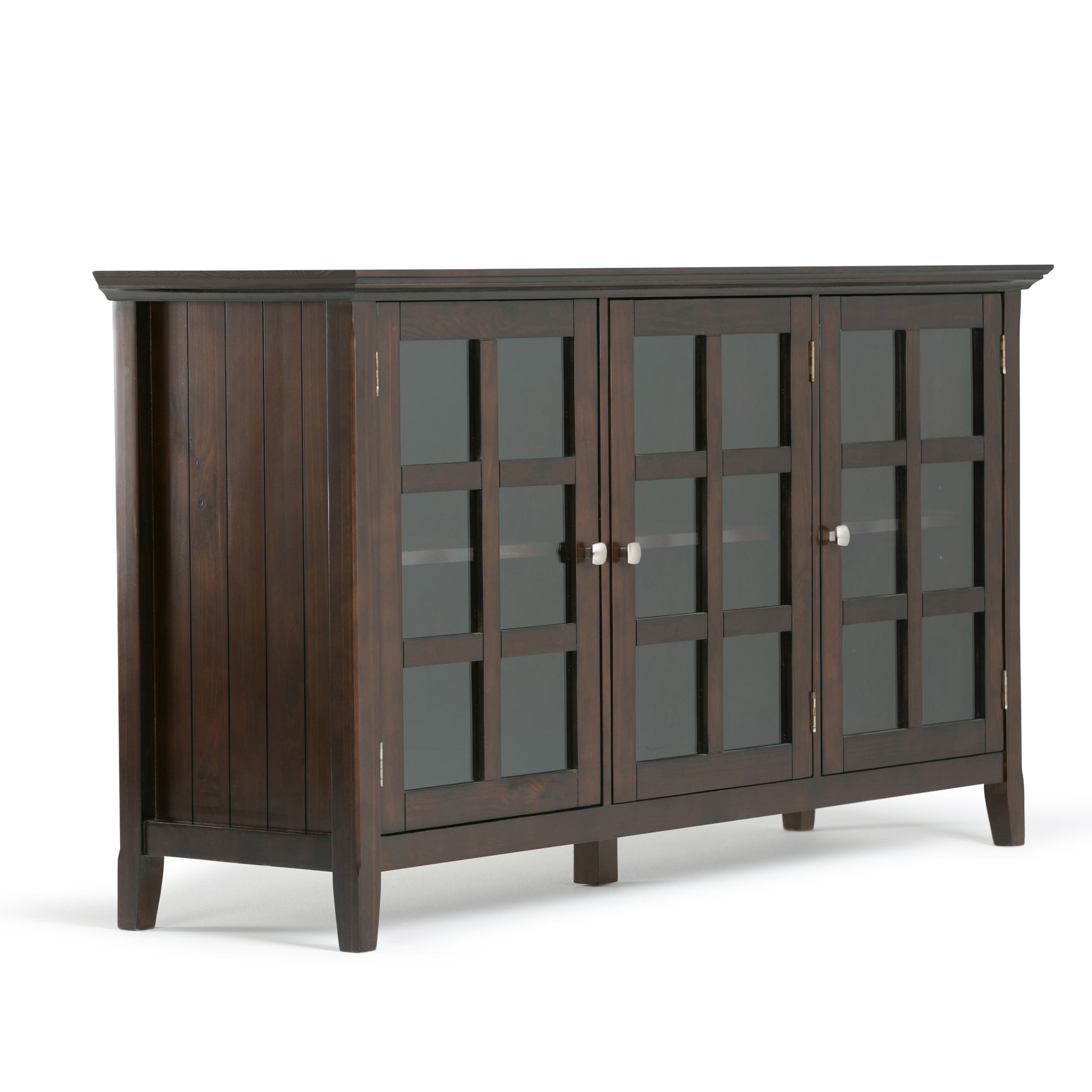 Acadian Solid Wood 62 Inch Wide Transitional Wide Storage Cabinet In Brunette Brown