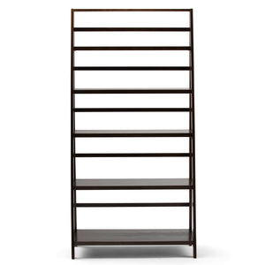 Acadian Solid Wood 72 Inch X 36 Inch Transitional Wide Bookcase In Brunette Brown