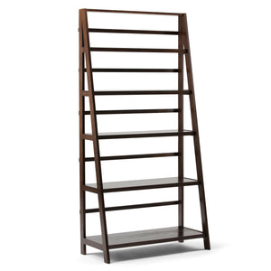 Acadian Solid Wood 72 Inch X 36 Inch Transitional Wide Bookcase In Brunette Brown