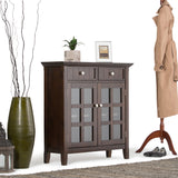 Acadian Solid Wood 36 Inch Wide Transitional Entryway Hallway Storage Cabinet In Brunette Brown