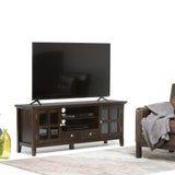 Acadian Solid Wood 60 Inch Wide Transitional Tv Media Stand In Brunette Brown For Tvs Up To 65 Inches
