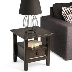 Amherst Solid Wood 19 Inch Wide Square Transitional End Table In Hickory Brown