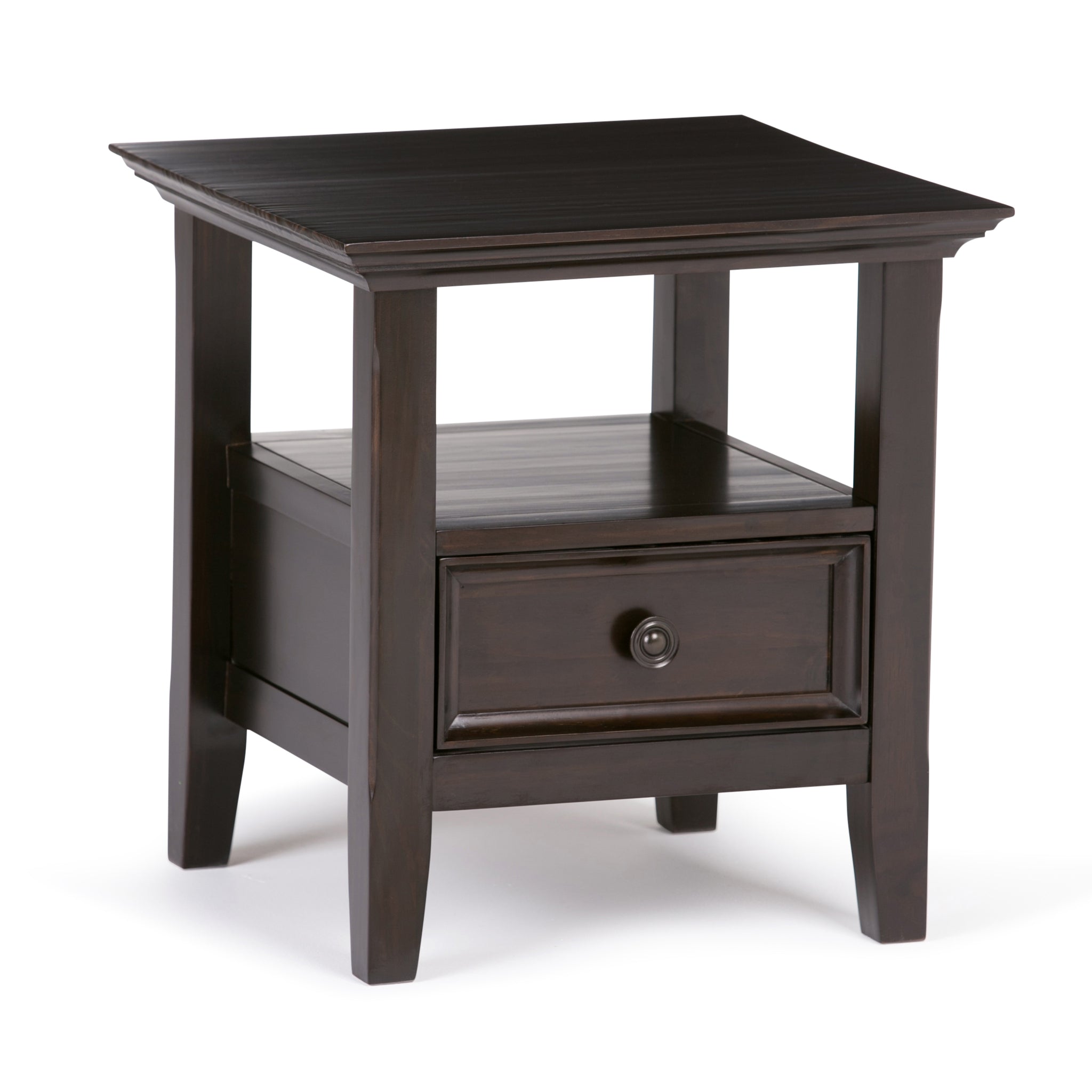 Amherst Solid Wood 19 Inch Wide Square Transitional End Table In Hickory Brown