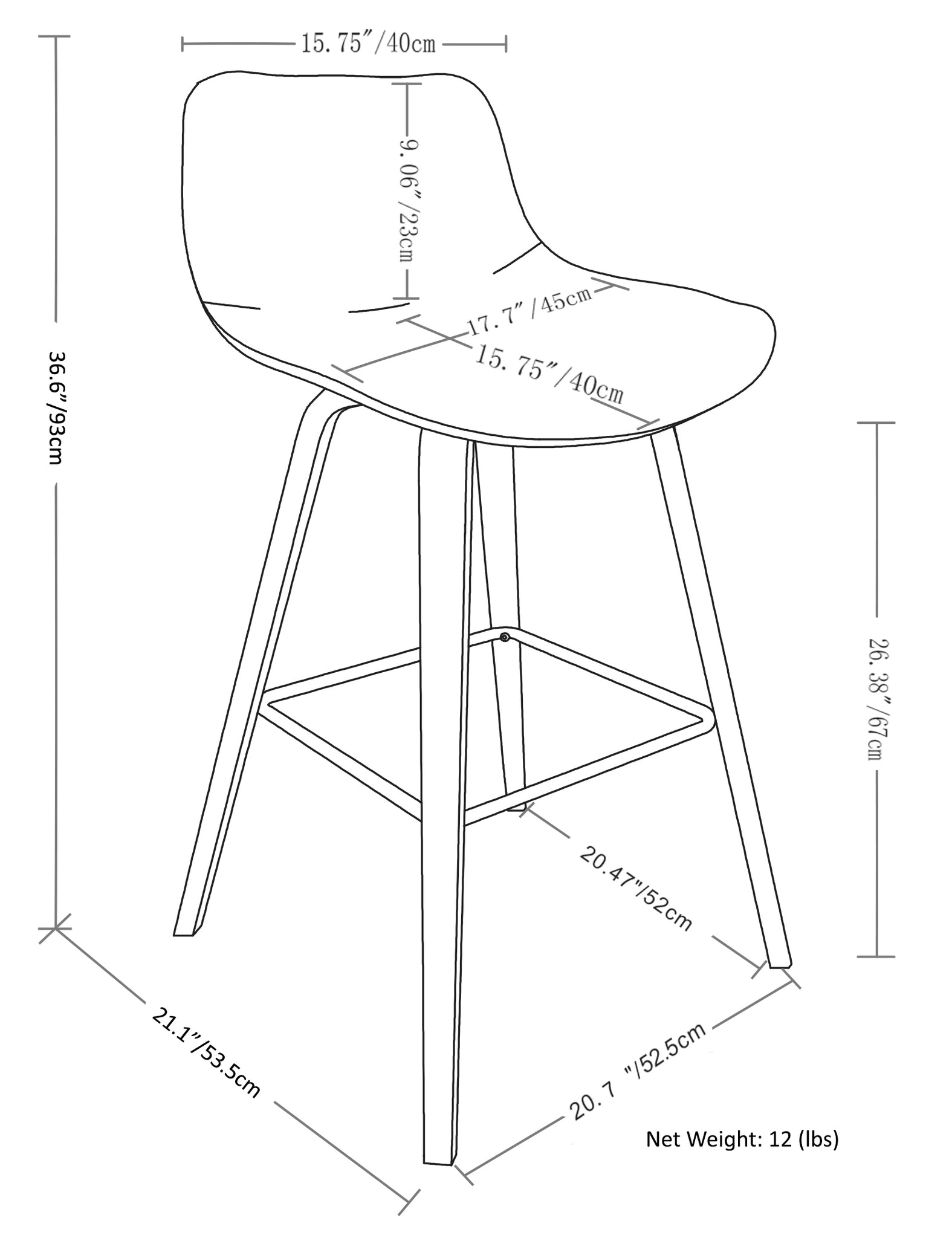 Randolph Mid-Century Modern Bentwood Counter Height Stool (Set Of 2) In Denim Grey Linen Look Fabric