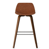Randolph Mid-Century Modern Bentwood Counter Height Stool (Set Of 2) In Deep Tan Faux Leather