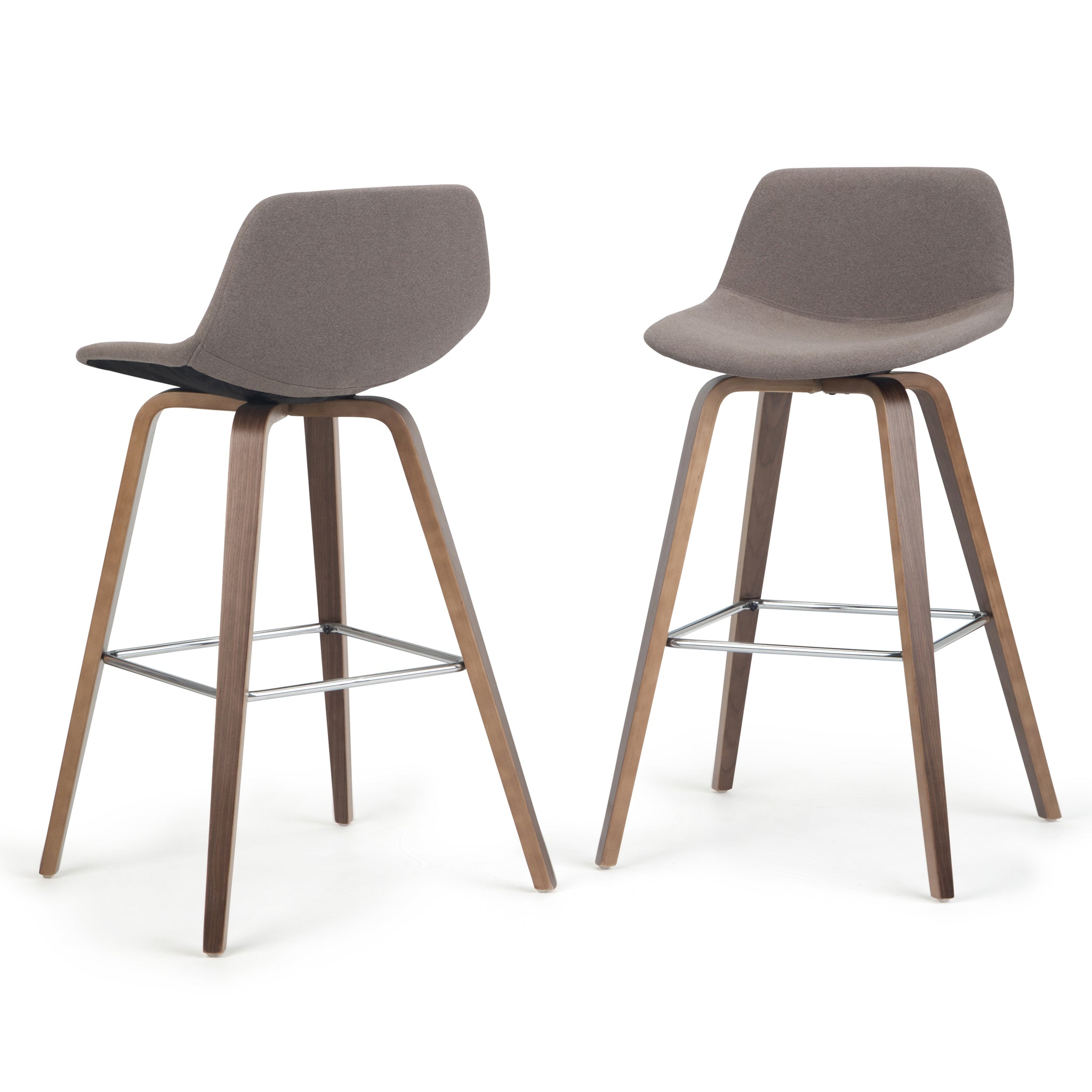 Randolph Mid-Century Modern Bentwood Counter Height Stool (Set Of 2) In Mocha Woven Fabric