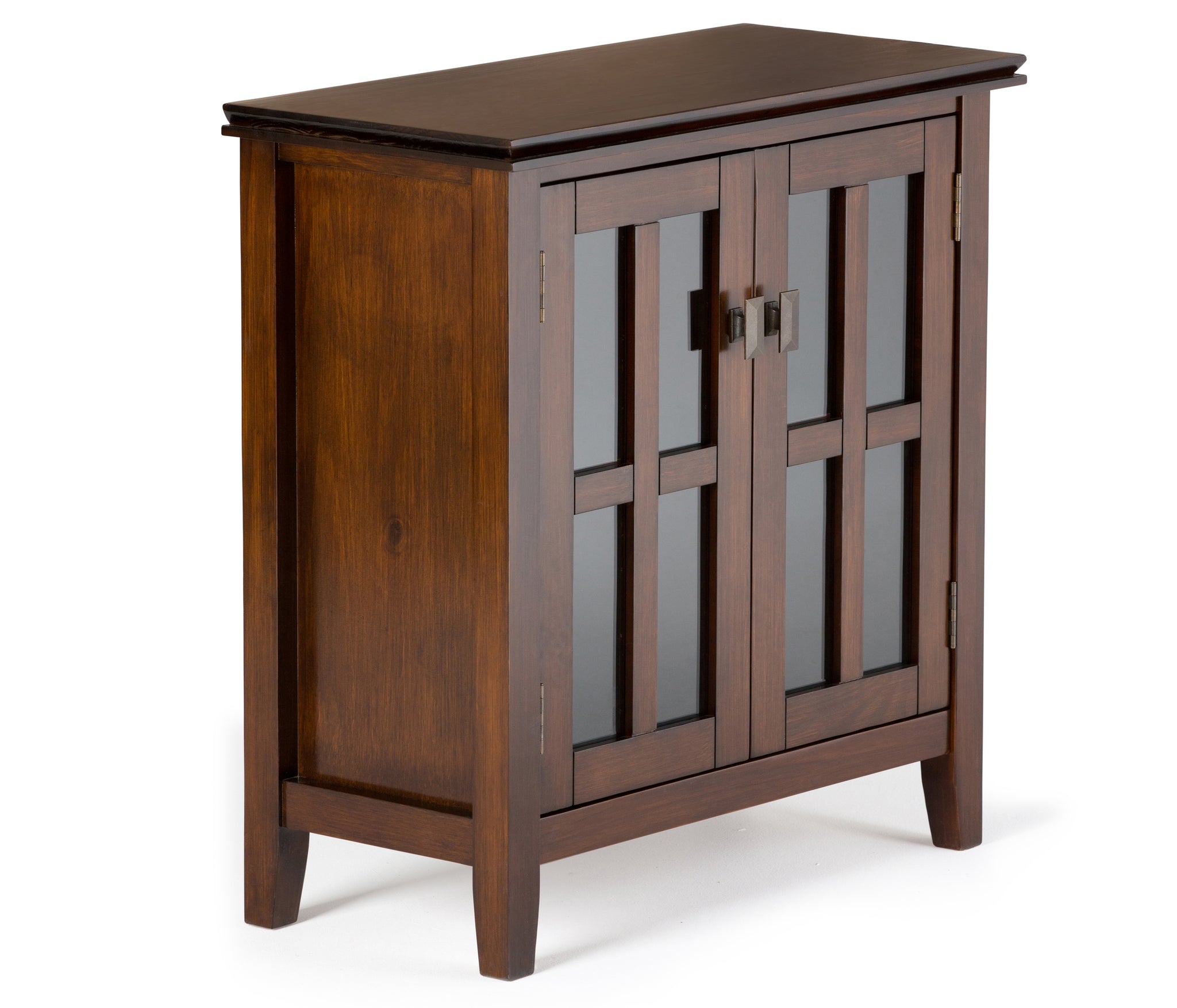 Artisan Solid Wood 30 Inch Wide Transitional Low Storage Cabinet In Russet Brown