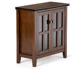 Artisan Solid Wood 30 Inch Wide Transitional Low Storage Cabinet In Russet Brown