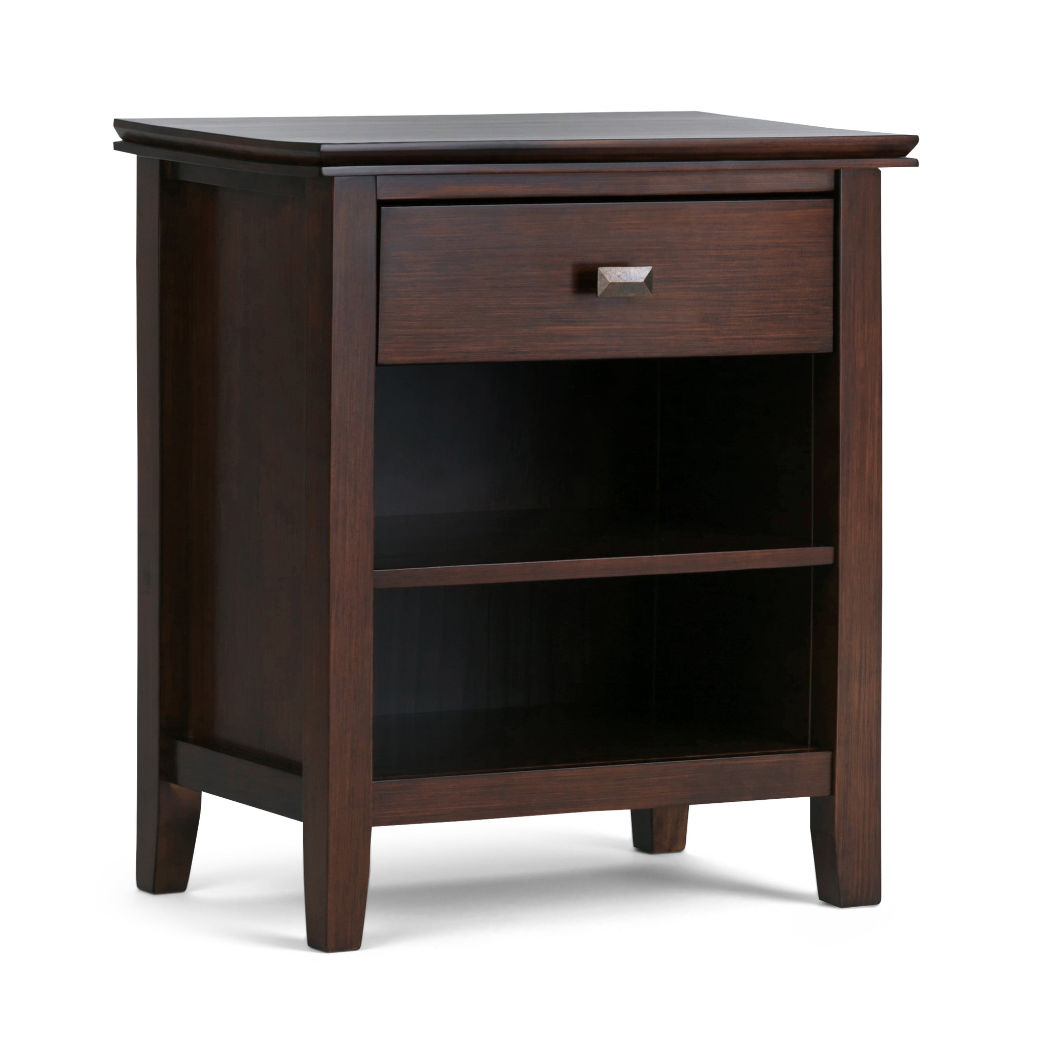 Artisan Solid Wood 24 Inch Wide Transitional Bedside Nightstand Table In Russet Brown