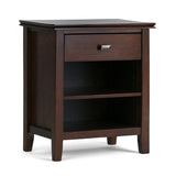 Artisan Solid Wood 24 Inch Wide Transitional Bedside Nightstand Table In Russet Brown