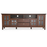 Artisan Solid Wood 72 Inch Wide Transitional Tv Media Stand In Russet Brown For Tvs Up To 80 Inches