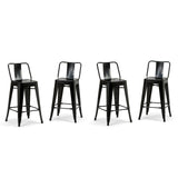 Rayne 24 Inch Metal Counter Height Stool (Set Of 4) In Black