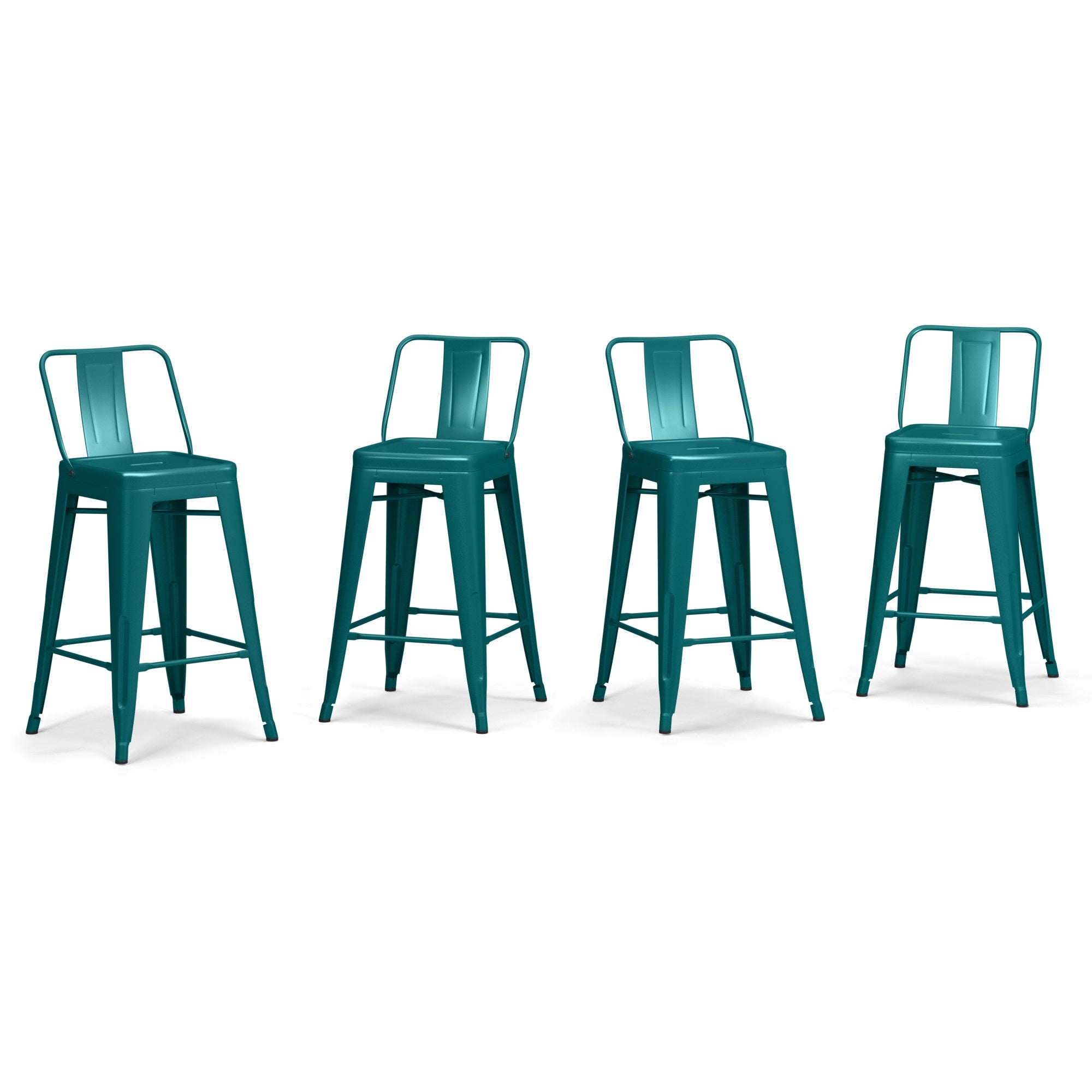Rayne 24 Inch Metal Counter Height Stool (Set Of 4) In Teal Blue
