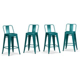 Rayne 24 Inch Metal Counter Height Stool (Set Of 4) In Teal Blue