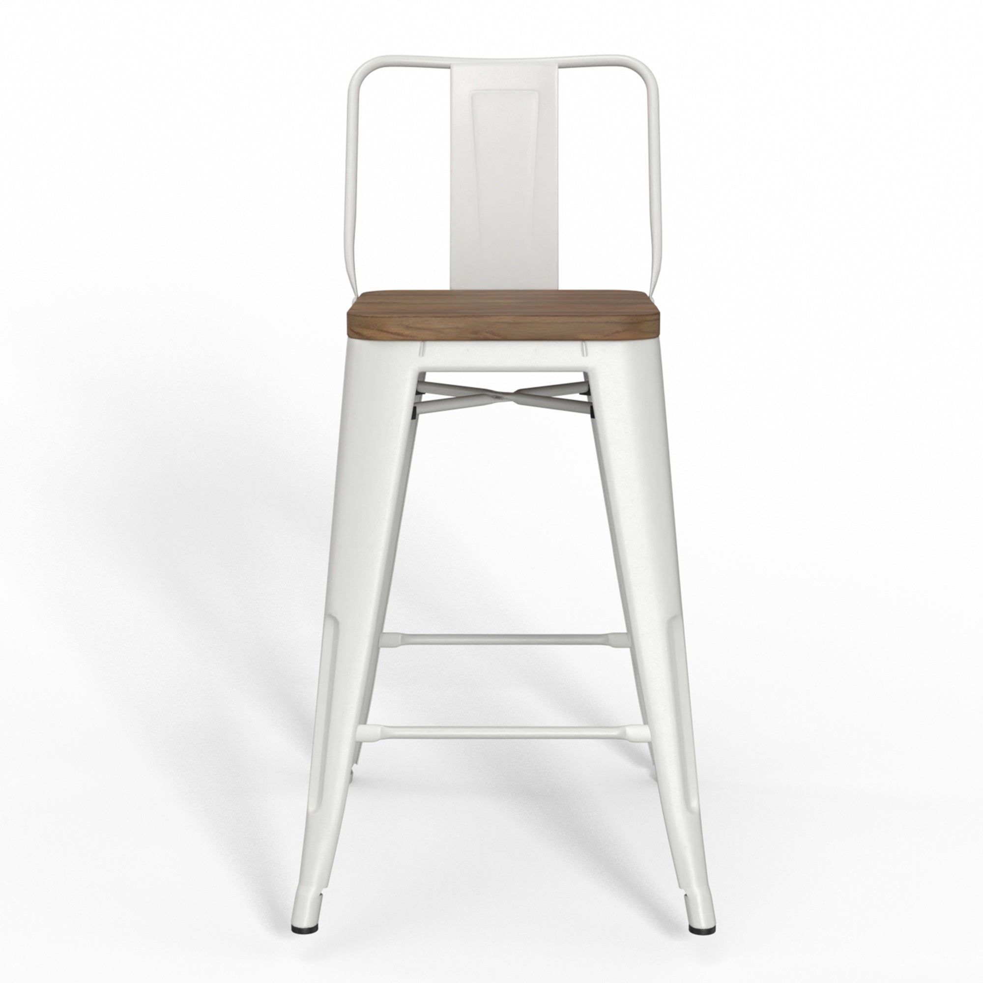 Rayne 24 Inch Metal / Wood Counter Height Stool (Set Of 2) In White