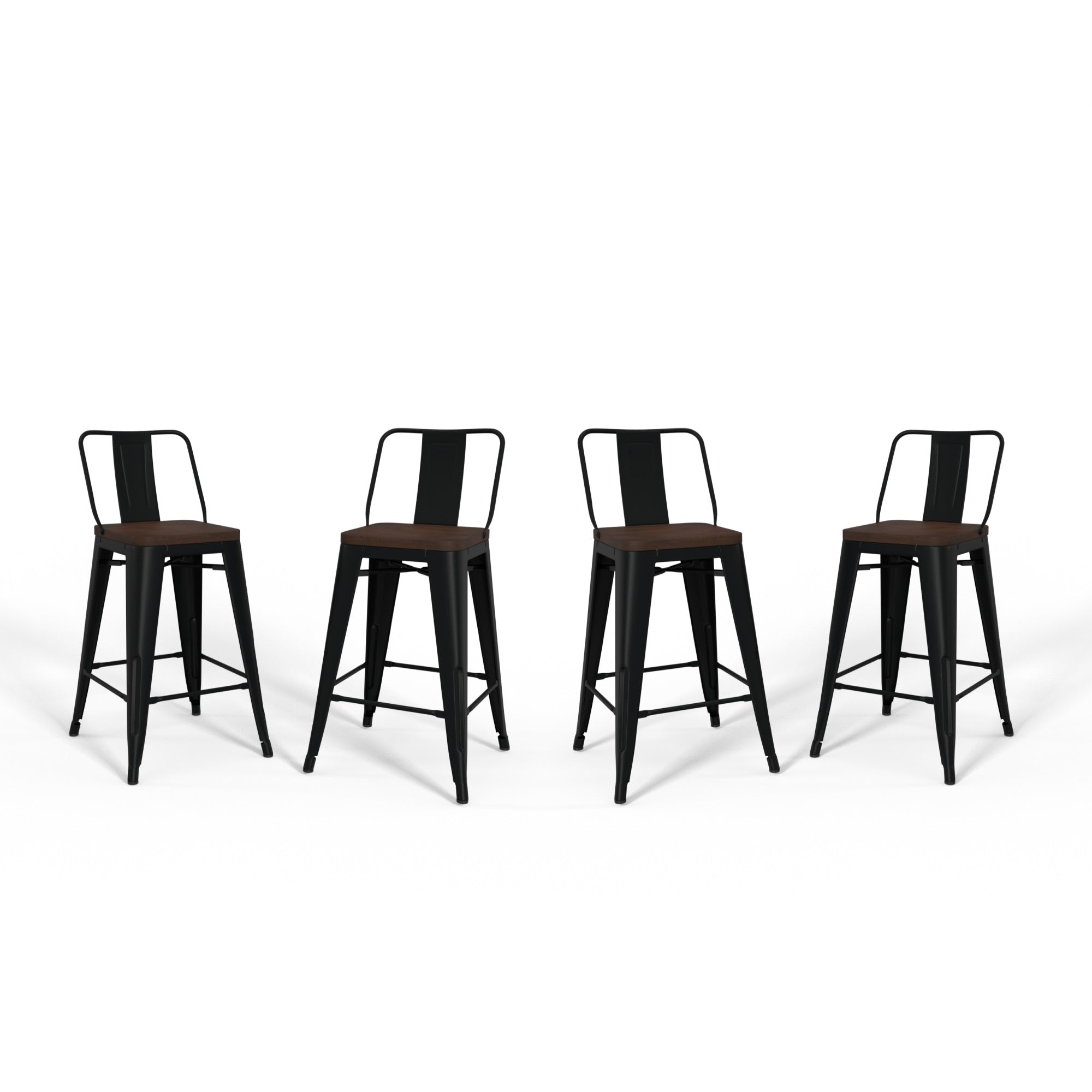Rayne 24 Inch Metal / Wood Counter Height Stool (Set Of 4) In Black