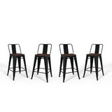 Rayne 24 Inch Metal / Wood Counter Height Stool (Set Of 4) In Black