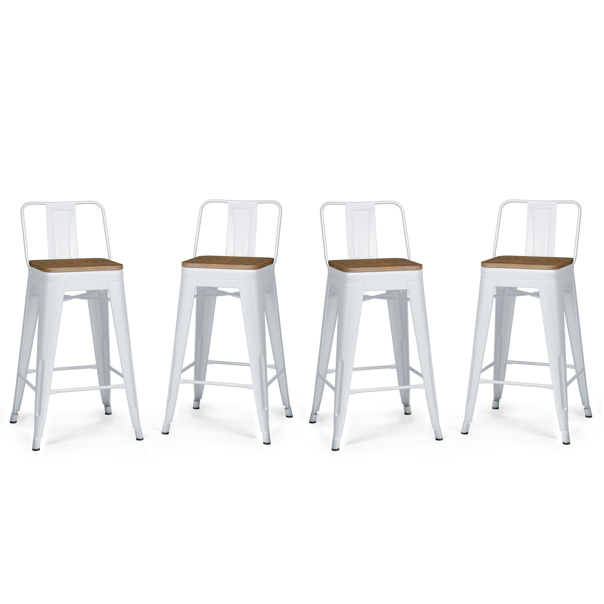 Rayne 24 Inch Metal / Wood Counter Height Stool (Set Of 4) In White