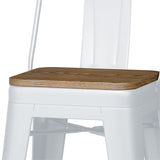 Rayne 24 Inch Metal / Wood Counter Height Stool (Set Of 4) In White
