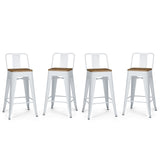 Rayne 24 Inch Metal / Wood Counter Height Stool (Set Of 4) In White