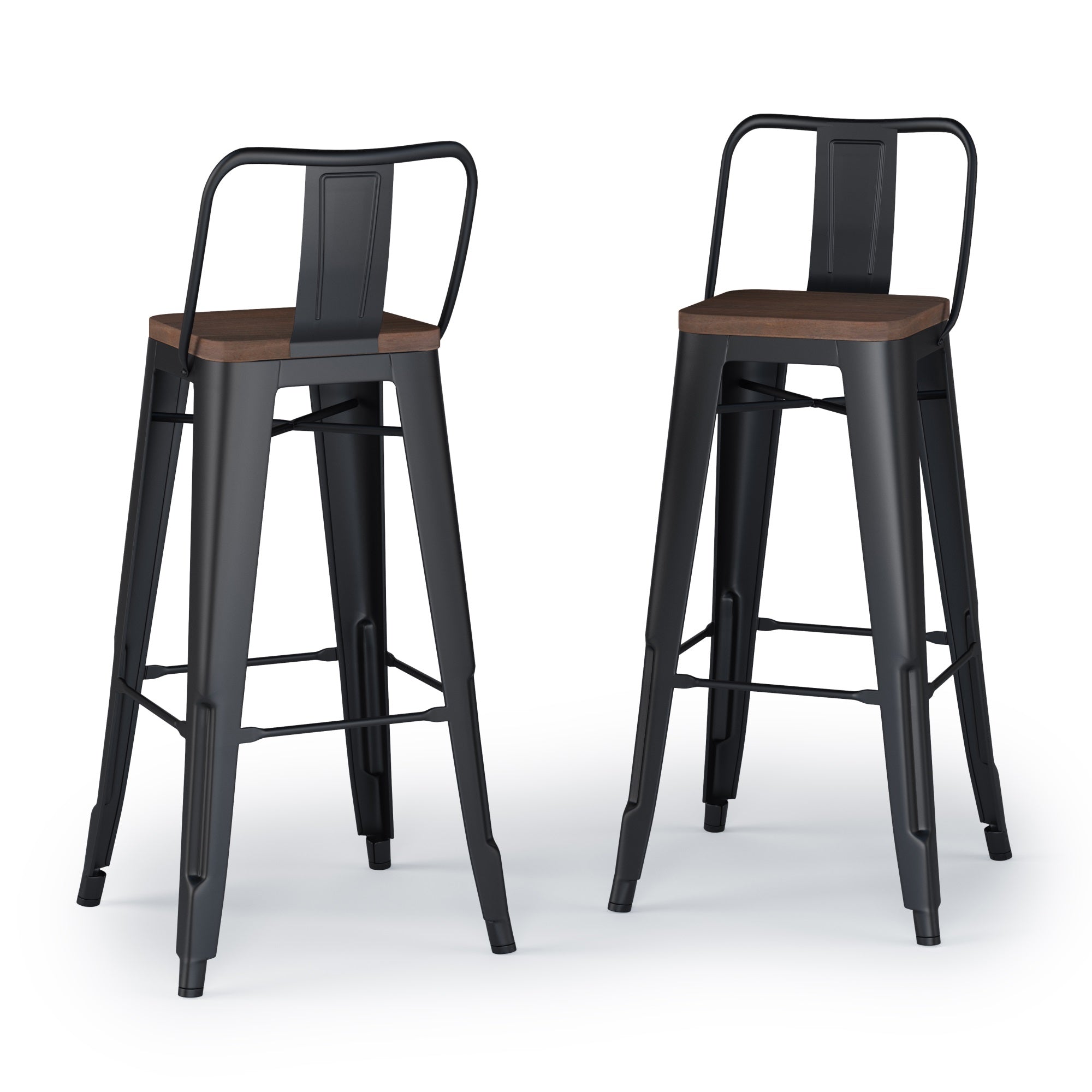 Rayne 30 Inch Metal / Wood Bar Stool (Set Of 2) In Black