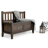 Burlington Solid Wood 42 Inch Wide Transitional Entryway Storage Bench With Drawers In Mahogany Brown