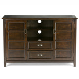 Burlington Solid Wood 54 Inch Wide Transitional Tv Media Stand In Mahogany Brown For Tvs Up To 60 Inches