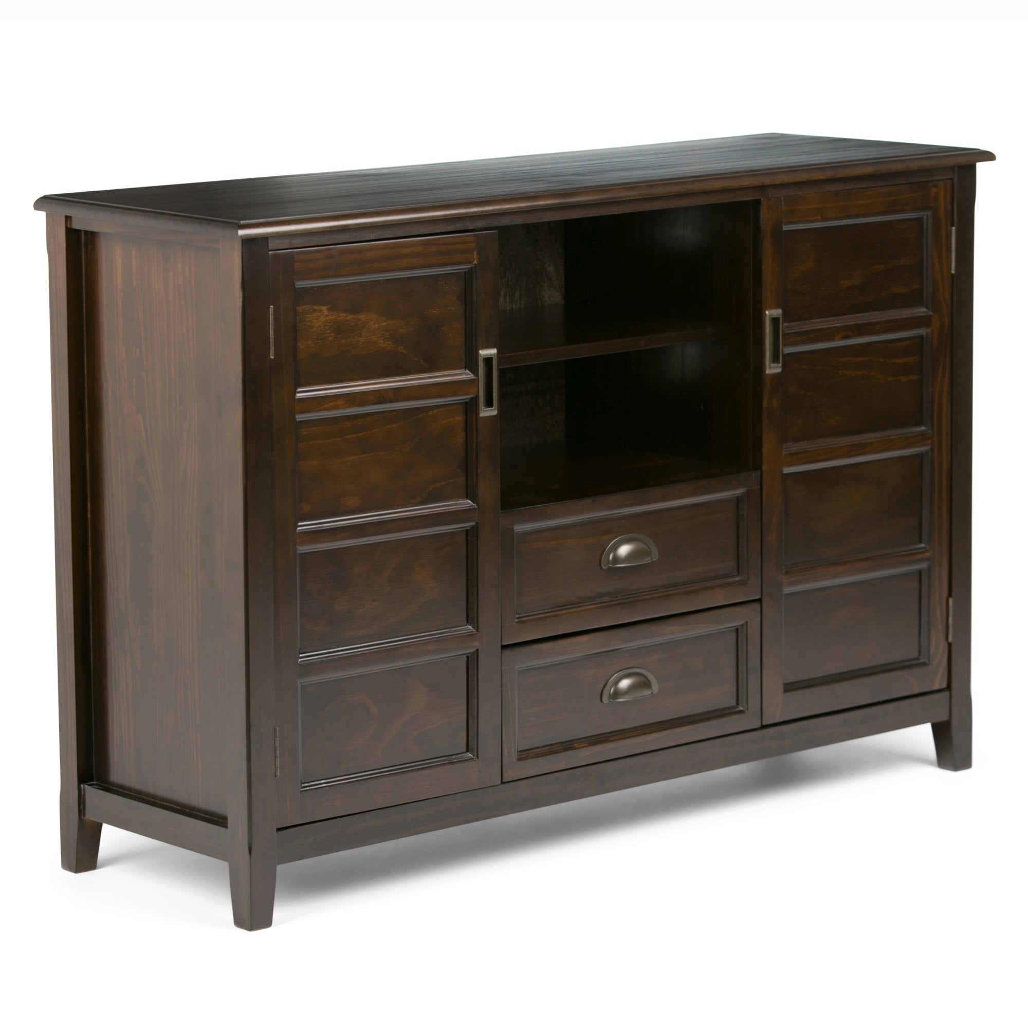 Burlington Solid Wood 54 Inch Wide Transitional Tv Media Stand In Mahogany Brown For Tvs Up To 60 Inches