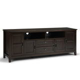 Burlington Solid Wood 72 Inch Wide Transitional Tv Media Stand In Mahogany Brown For Tvs Up To 80 Inches
