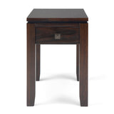 Cosmopolitan Solid Wood 14 Inch Wide Rectangle Contemporary Narrow Side Table In Mahogany Brown