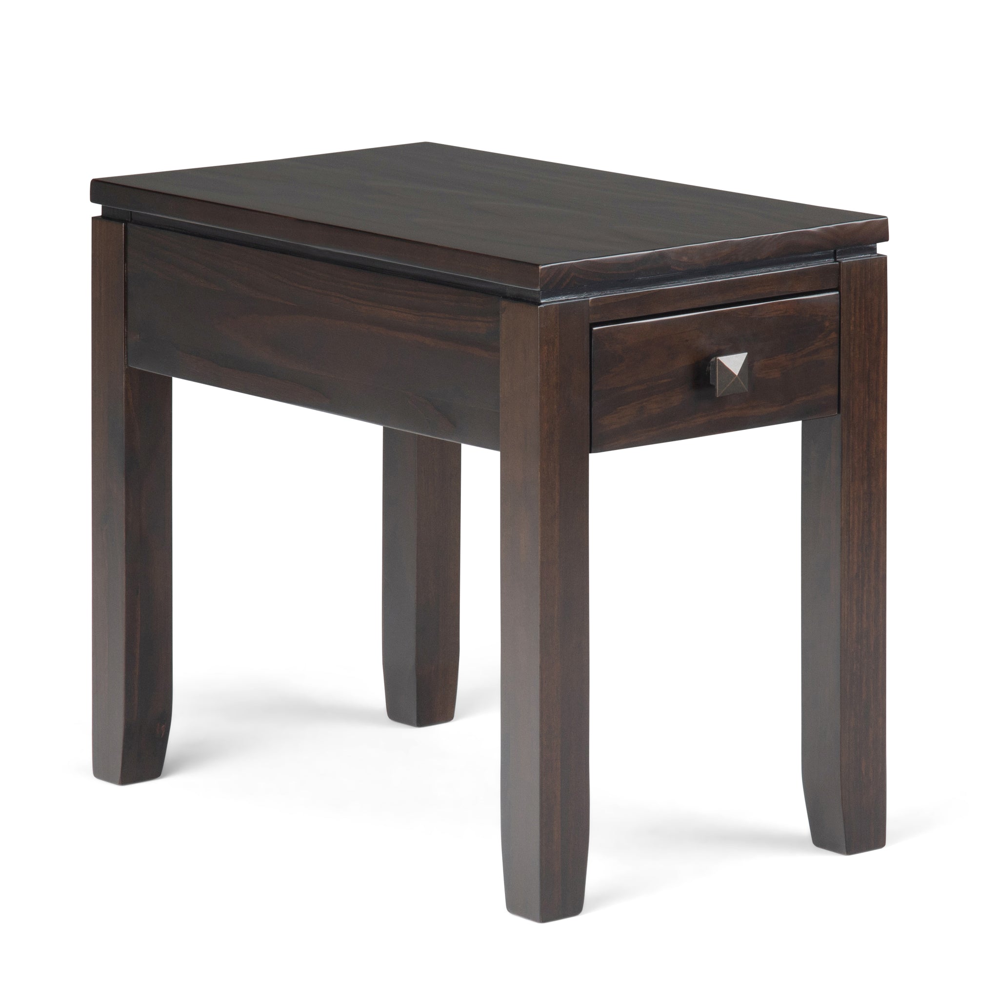 Cosmopolitan Solid Wood 14 Inch Wide Rectangle Contemporary Narrow Side Table In Mahogany Brown