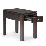 Cosmopolitan Solid Wood 14 Inch Wide Rectangle Contemporary Narrow Side Table In Mahogany Brown