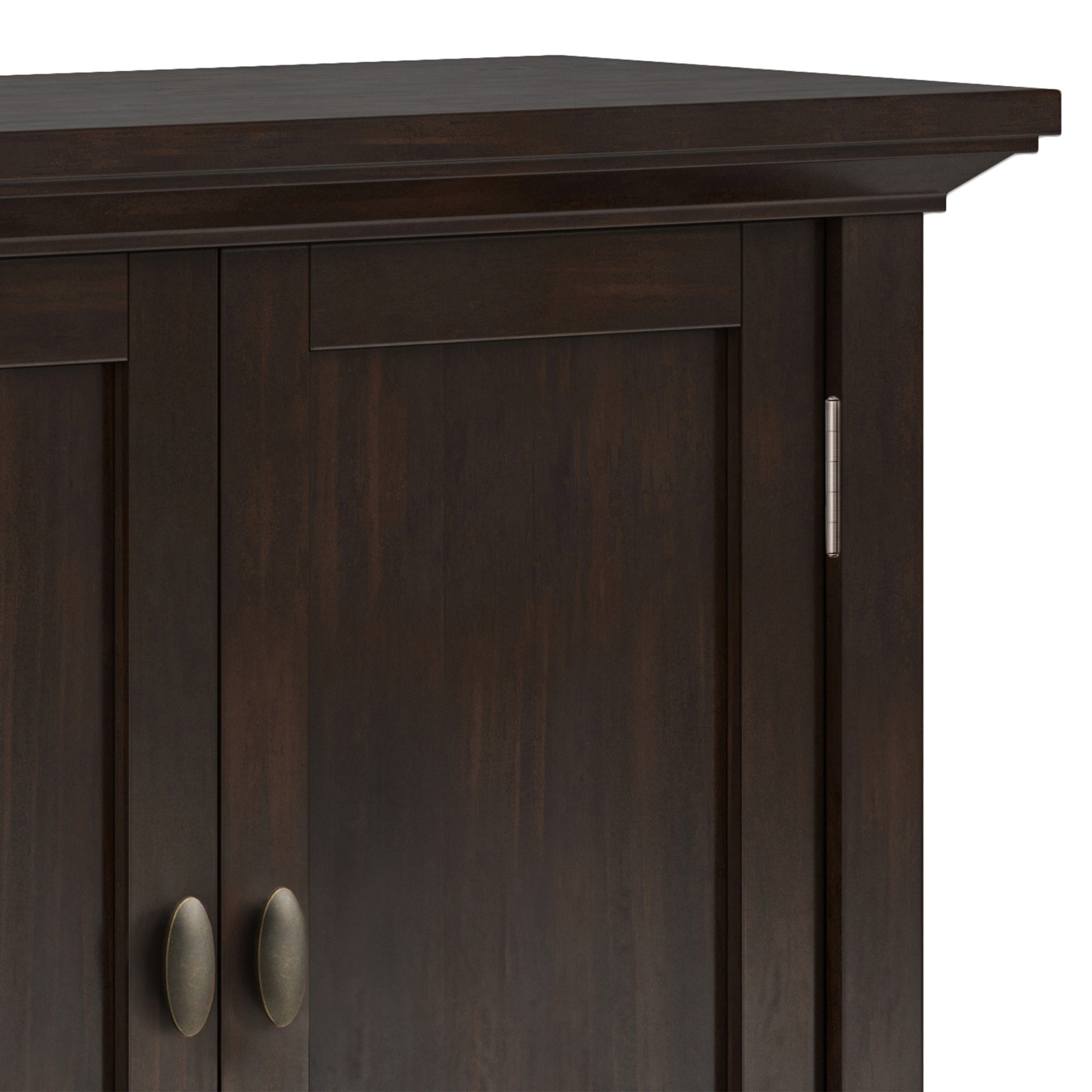 Redmond Solid Wood 32 Inch Wide Transitional Low Storage Cabinet In Brunette Brown