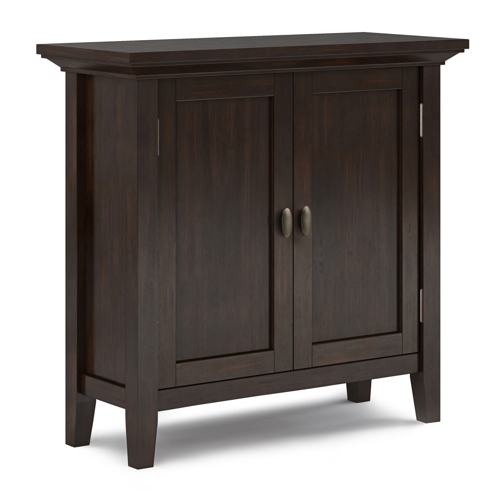 Redmond Solid Wood 32 Inch Wide Transitional Low Storage Cabinet In Brunette Brown