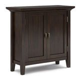 Redmond Solid Wood 32 Inch Wide Transitional Low Storage Cabinet In Brunette Brown