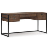 Richmond Solid Acacia Wood Modern Industrial 60 Inch Wide Desk In Rustic Natural Aged Brown