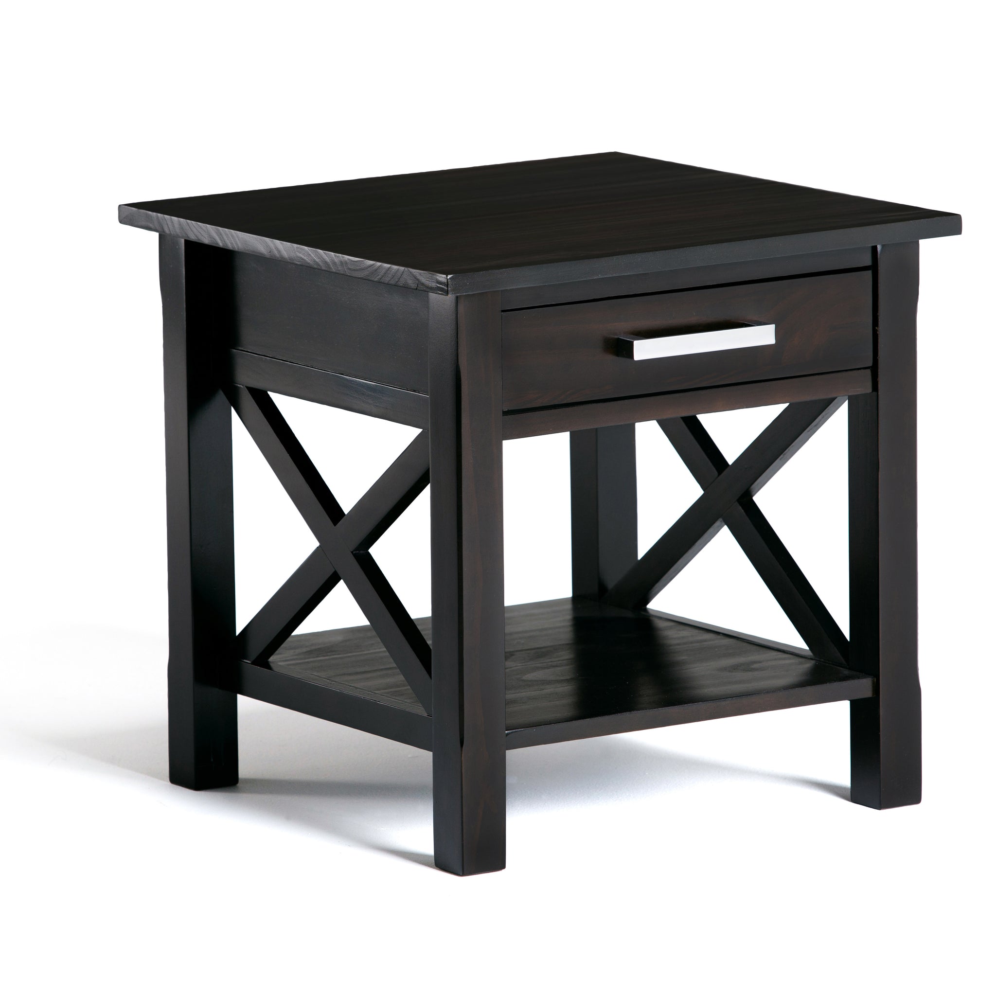 Kitchener Solid Wood 21 Inch Wide Square Contemporary End Side Table In Hickory Brown