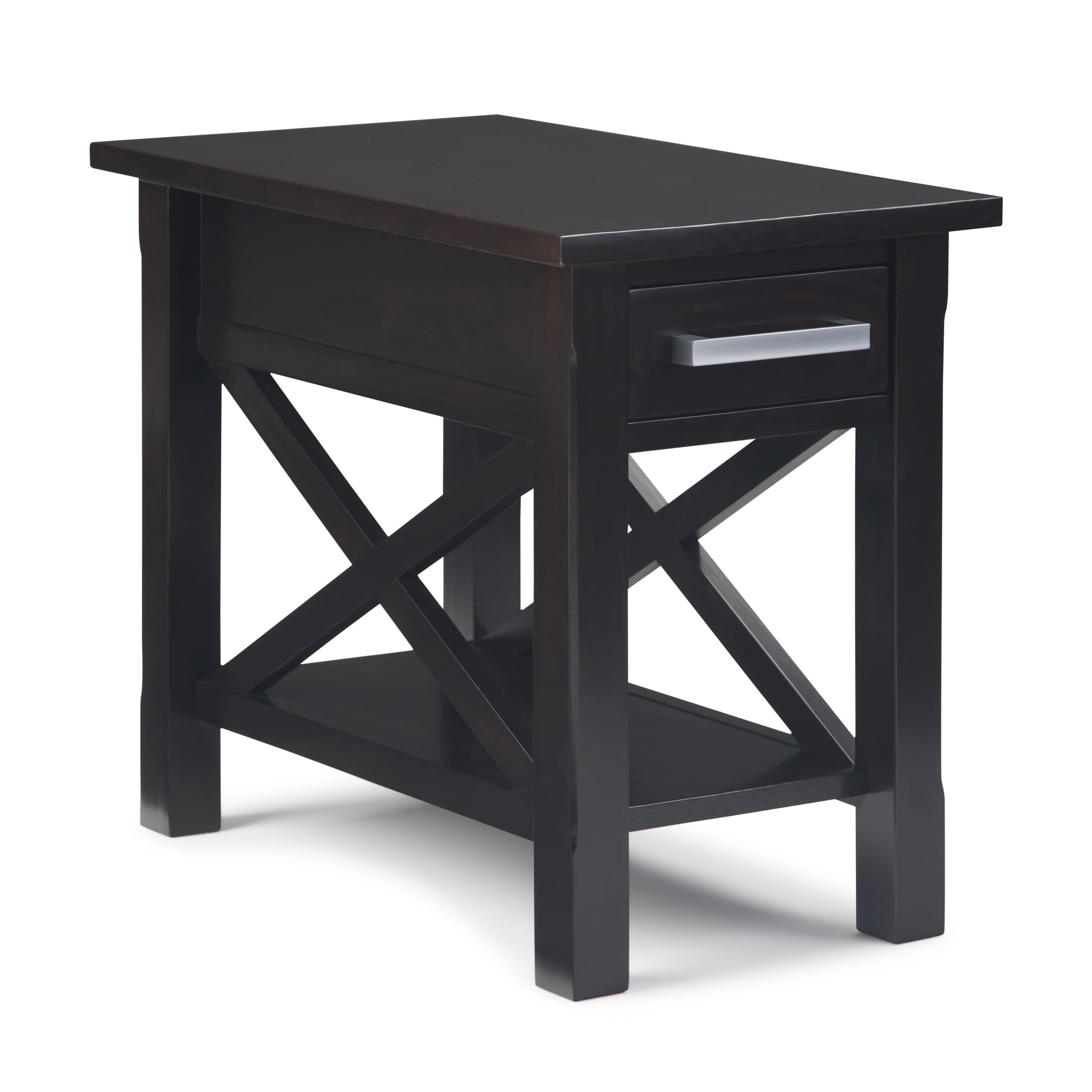 Kitchener Solid Wood 14 Inch Wide Rectangle Contemporary Narrow Side Table In Hickory Brown