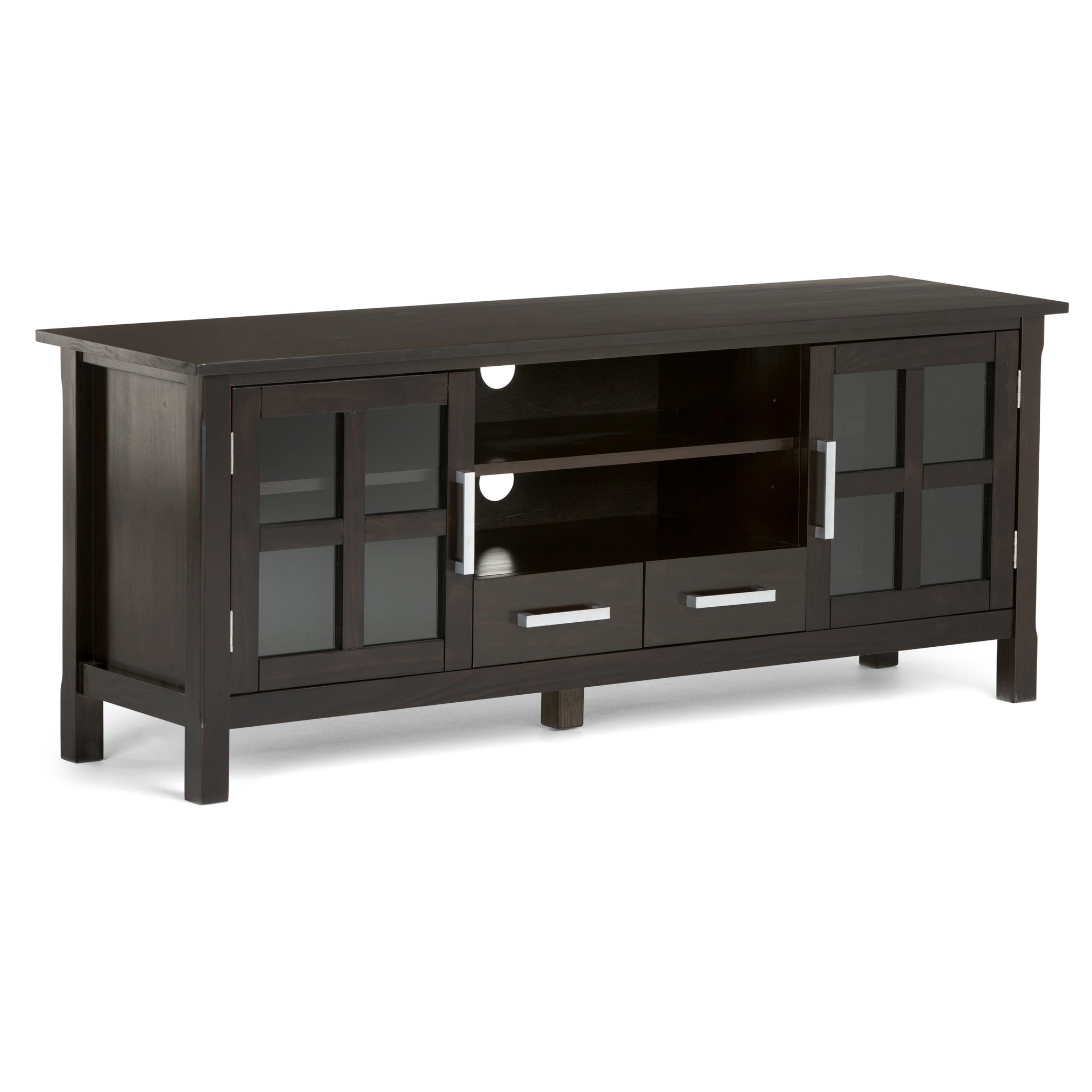 Kitchener Solid Wood 60 Inch Wide Contemporary Tv Media Stand In Hickory Brown For Tvs Up To 65 Inches