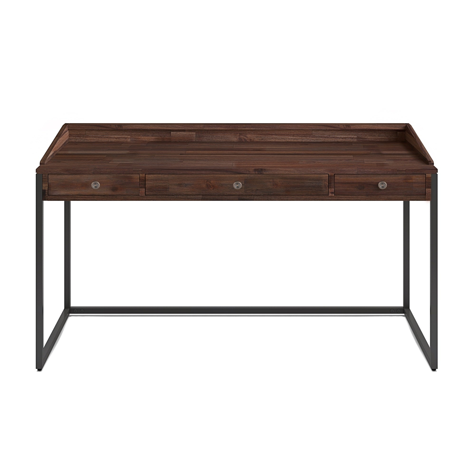 Ralston Solid Acacia Wood Desk In Distressed Charcoal Brown