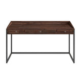 Ralston Solid Acacia Wood Desk In Distressed Charcoal Brown