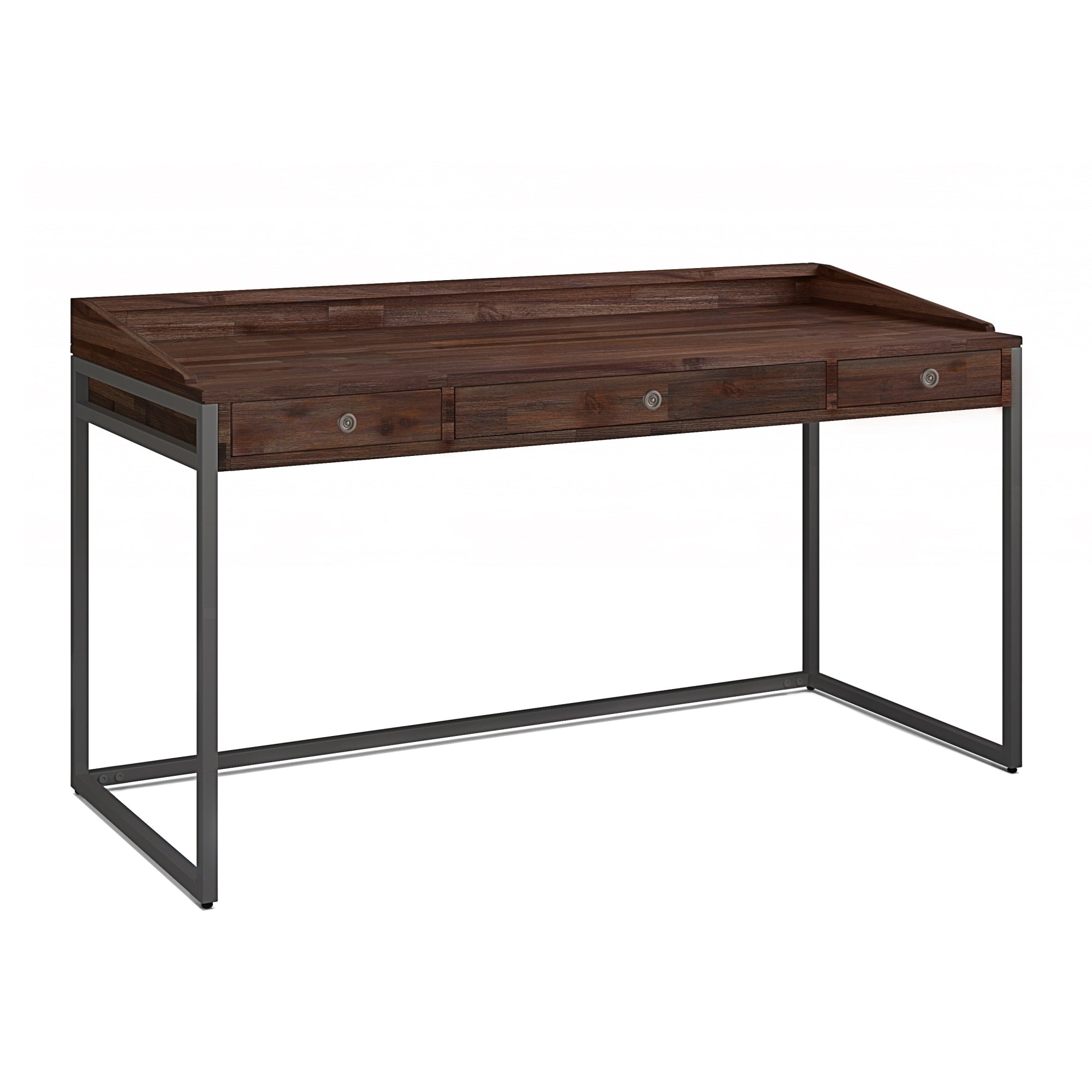 Ralston Solid Acacia Wood Desk In Distressed Charcoal Brown