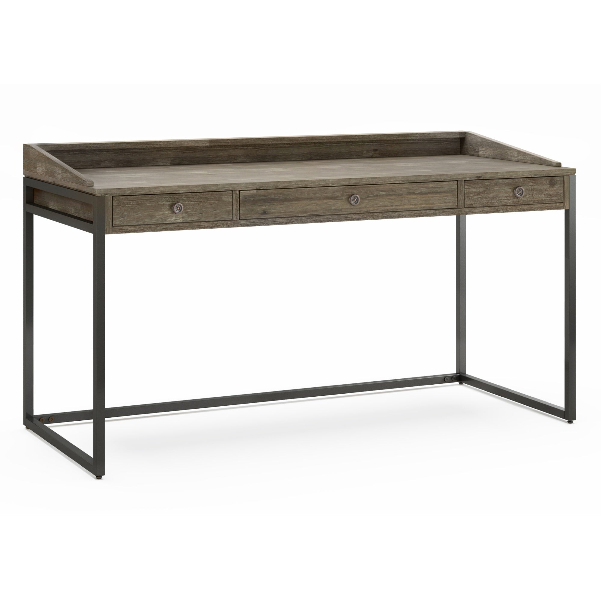 Ralston Solid Acacia Wood Desk In Distressed Grey