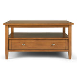 Warm Shaker Solid Wood 36 Inch Wide Square Transitional Coffee Table In Light Golden Brown