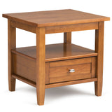 Warm Shaker Solid Wood 20 Inch Wide Rectangle Transitional End Side Table In Light Golden Brown