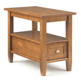 Warm Shaker Solid Wood 14 Inch Wide Rectangle Transitional Narrow Side Table In Light Golden Brown
