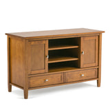 Warm Shaker Solid Wood 47 Inch Wide Transitional Tv Media Stand In Light Golden Brown For Tvs Up To 50 Inches