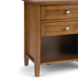 Warm Shaker Solid Wood 24 Inch Wide Transitional Bedside Nightstand Table In Light Golden Brown
