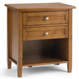 Warm Shaker Solid Wood 24 Inch Wide Transitional Bedside Nightstand Table In Light Golden Brown