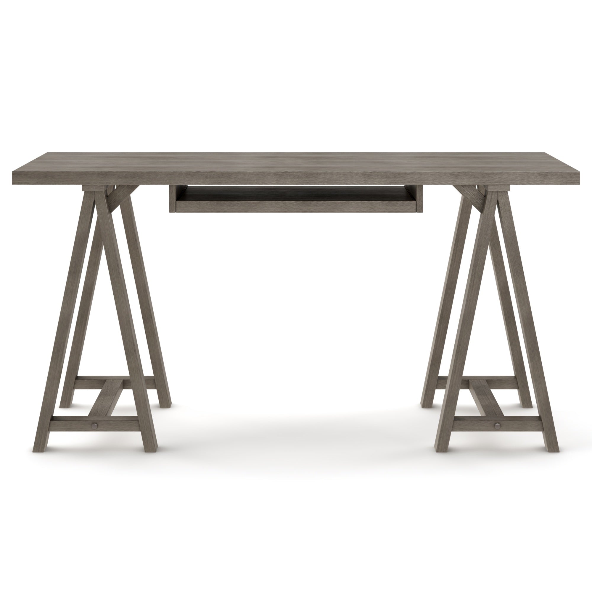 Sawhorse Solid Wood Desk In Farmhouse Grey